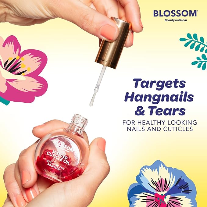 Blossom Cuticle Oil for Nails, Hydrating, Moisturizing, Scented Nail Oil Cuticle Care, Infused with Real Flowers, Made in USA, 0.5 fl. oz, Amazon Exclusive, Lemon Cookie