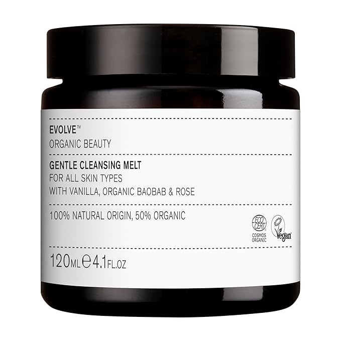 Evolve Organic Beauty - Gentle Cleansing Melt Balm | Soothe, Hydrate, Remove Make Up, Nourish | Baobab Oil, Vanilla | Small-Batch, Vegan Clean Beauty (4.1 oz | 120 mL) Package May Vary