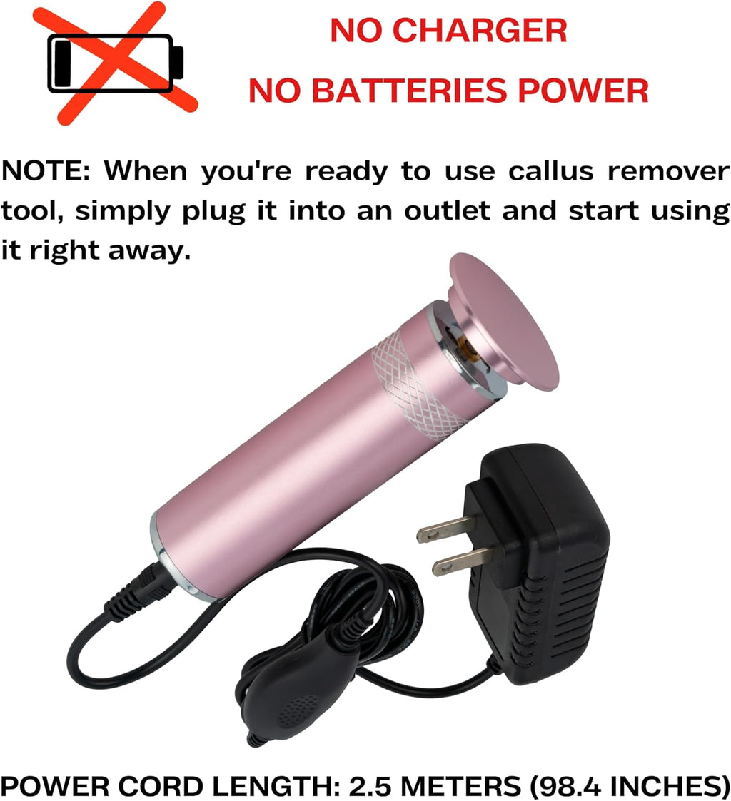High Power Electric Foot Callus Remover, 2025 Upgrade with 100-inch Extra-Long Cord and 60 Replaceable Sandpaper Discs, Electric Foot File for Cracked Heels and Dead Skin, Rose Pink