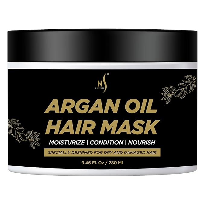 Herstyler Argan Oil Hair Mask - Hair Mask For Dry Damaged Hair and Growth - Deep Conditioning Argan Oil Har Mask - Curly Hair Mask for Limp Dull Hair - Anti-Frizz Hair Mask