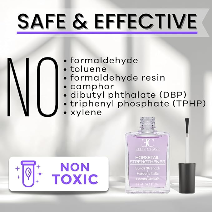 Horsetail Nail Strengthener, Growth, Hardener, Repair Treatment Polish 0.5 OZ/Help Splits, Breaks, Thin, Weak, Chipped, Damaged, Cracked, Peeling Nails/Grow Strong Hard Thicker Nails