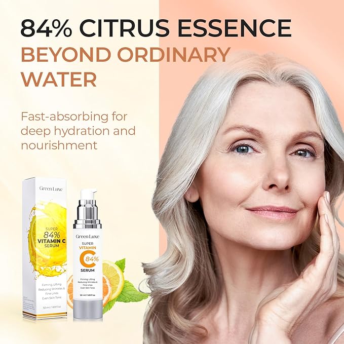Super Vitamin C Serum for Women Mature Skin- Hydrating Anti-Aging with Vitamin C Caffeine - Facial Skin Care Over 50 60 70, Firming, Lifting, Smoothing 1.69 fl oz