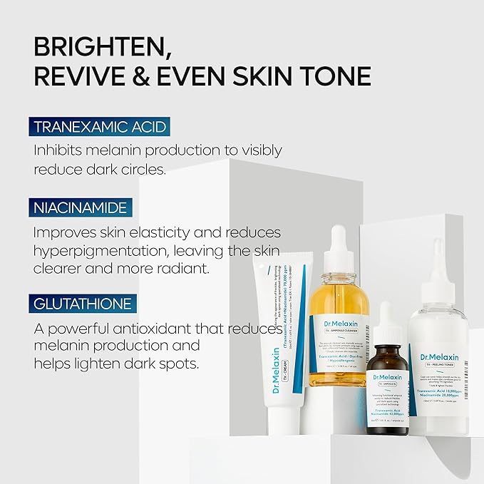 TX Tranexamic Acid Care Line TX cream+Toner+Ampoule+Cleanser Powerful Dark Spot Care | Visible Improvement in 4-8 Weeks