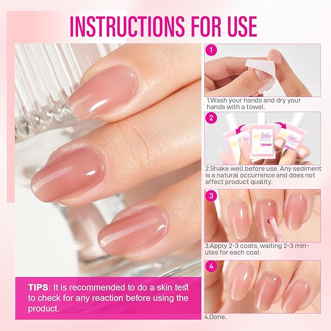 Nail Strengthener for Women: Coral Pink Natural Nail Hardener Extra Strong and Growth - Nail Polish Hardener for Weak and Damaged Nails 15ml