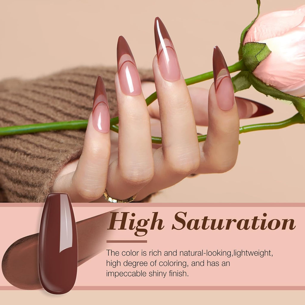 AZUREBEAUTY Dip Powder Nail Kit Starter, All Season Skin Tone Nude Brown 4 Colors Acrylic Dip Powder Liquid Set with Base/Top Coat Activator for French Nail Art Manicure DIY Salon Gifts