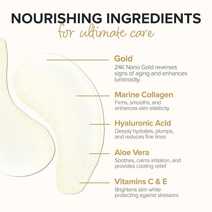 ToGoSpa Golden EYES, Dark Circle Warrior | Premium Clean Anti-Aging Gel Pads with Collagen, Hyaluronic Acid, Aloe Vera, Vitamins C & E, 1 Pack - 3 Pair