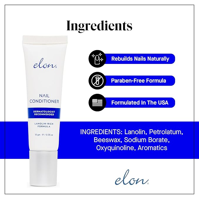 Elon Lanolin-Rich Nail Conditioner, Strengthens Nails & Protects Cuticles (10g tube, 3 Pack)