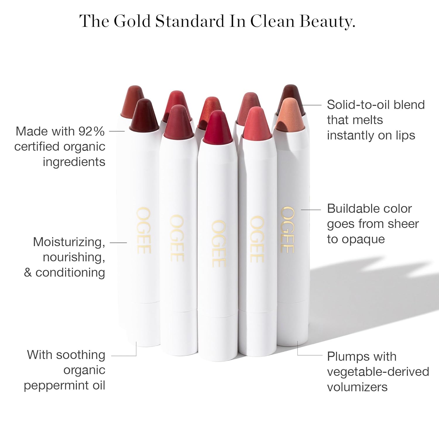 Ogee Tinted Sculpted Lip Oil - Lip Stain Made with 100% Organic Coconut Oil, Jojoba Oil, and Vitamin E - Best as Lip Balm, Lip Color or Lip Treatment - BEGONIA
