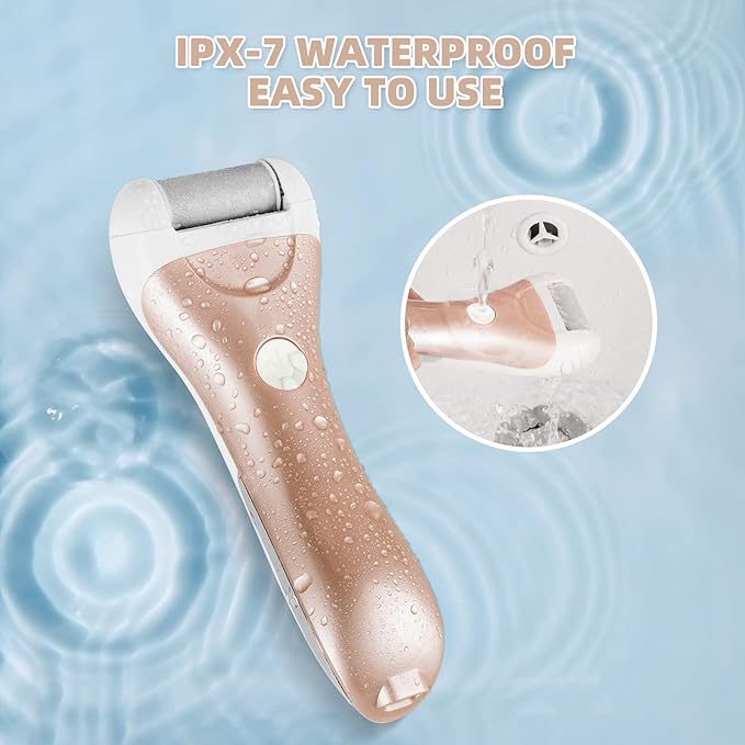 Callus Remover for Feet, Nicebirdie Electric Foot File Callus Removers Rechargeable Waterproof Pedicure Tools Foot Scrubber Shaver Feet Care Tool for Cracked Heels Dead Skin （Golden）