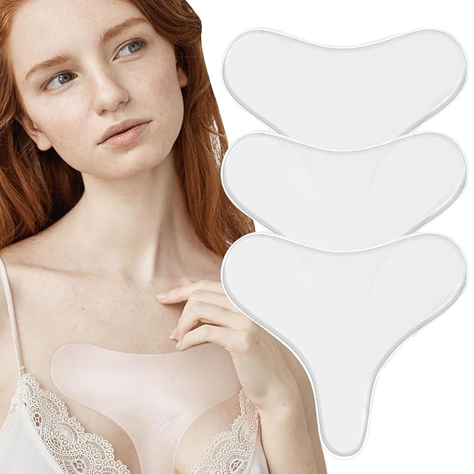 Reusable Wrinkle Patches - Silicone Fusion Treatment Forehead Patches for Brow Lift, Wrinkle Smoothers, Reduce Frown Lines & Face Lift - 3 Pack (Chest)