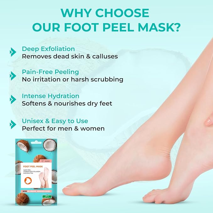 Happy Feet Foot Peel Mask, Original Exfoliate Foot Mask, Callus Remover for Rough Cracked Dry Feet Dead Skin, Coconut 03 Packs