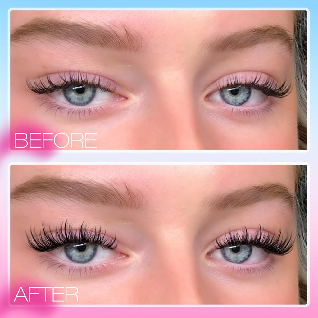 Manga Lash Clusters Kit Natural Lash Extension Kit Wispy Eyelash Extension Kit Soft Eyelash Clusters Anime Individual Lashes Kit Cluster Eyelash Extensions with Bond and Seal and Tweezers TNFVLONEINS