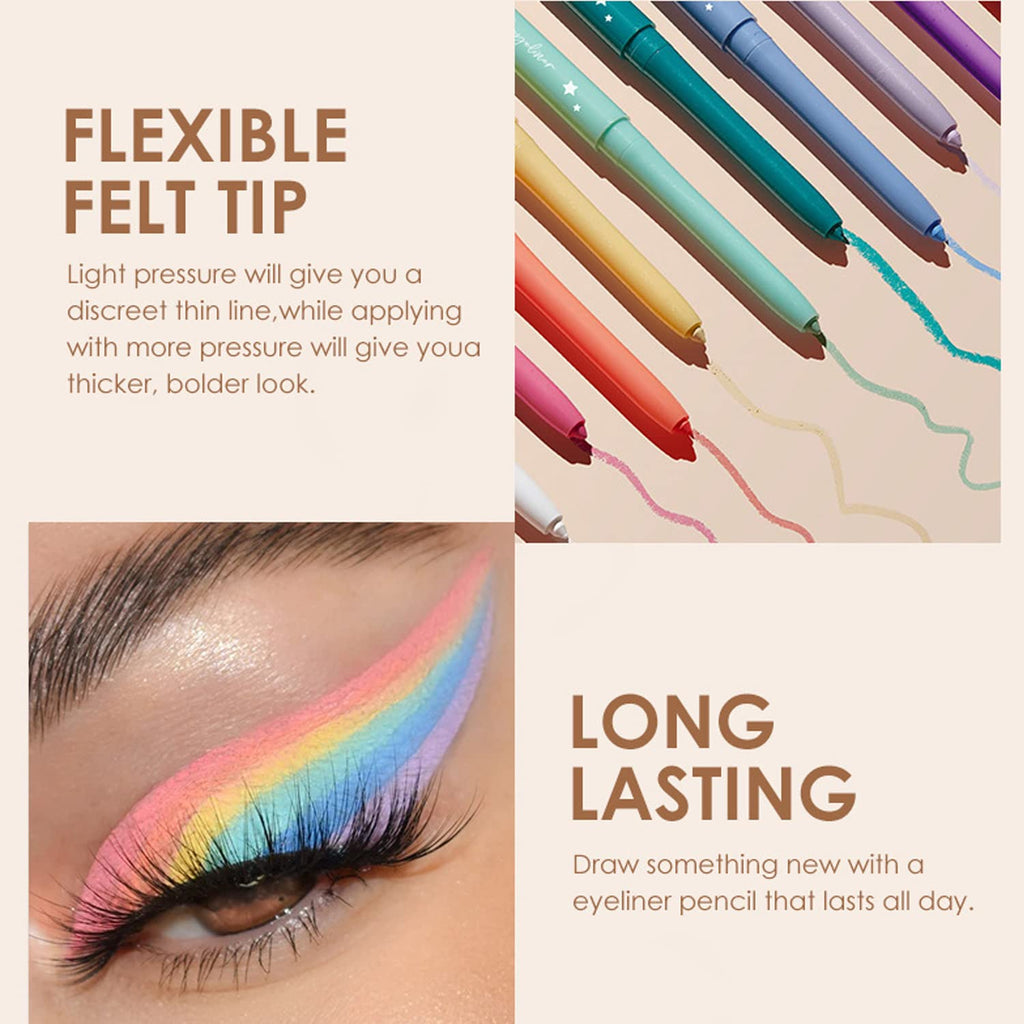 12 Colors Eyeliner Set - Matte Colored Gel Eyeliner Pencils, Waterproof, Smudge-Proof, Long-Lasting Gel Pencils - Natural Eye Liner for Older Women, lapiz de ojos delineador de ojos contra el agua