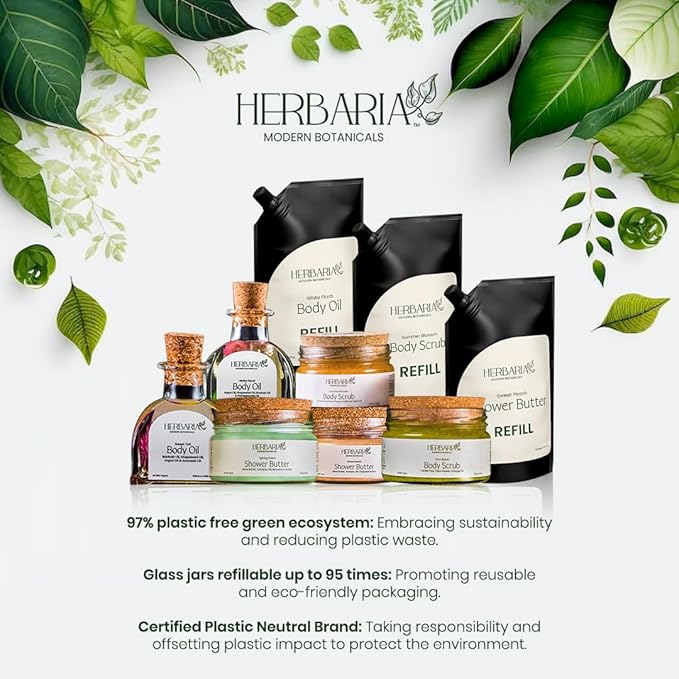 HERBARIA Body Scrub - FRUIT BOMB (7 oz) | Exfoliating Sugar Scrub with Panifolia Fruit, Shea Butter, Avocado Oil, Safflower Seed Oil, Almond Oil | 100% Sustainable - 100% Vegan, Cruelty Free