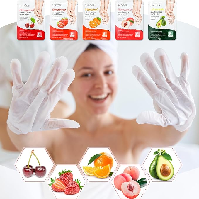24 Pcs Fruits Beauty Hand Foot Mask Bulk Hydrating Hand Foot Moisturizing Gloves Shea Butter Aloe Mask for Spa Kit Beauty Skincare Gift Beauty Kits for Women