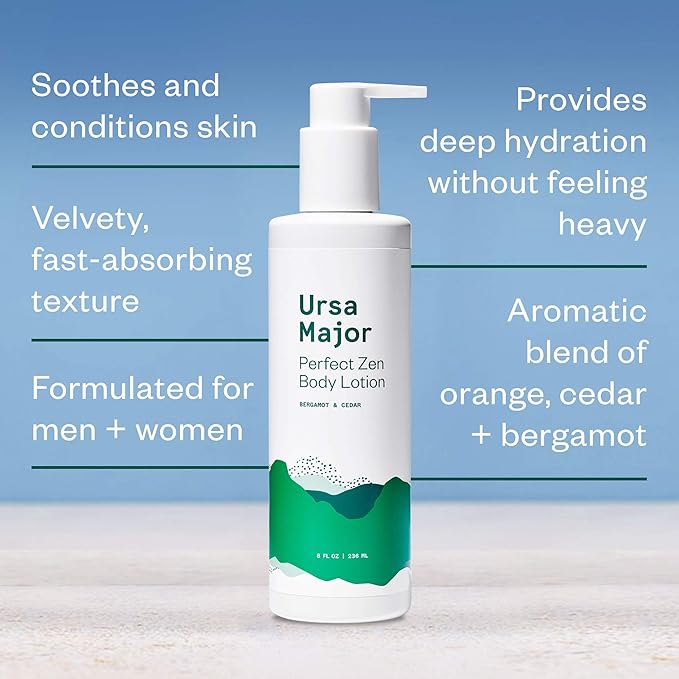 Ursa Major Natural Body Lotion | Vegan and Cruelty-Free | Moisturizes, Soothes and Hydrates Skin | Formulated for Men & Women | 8 ounces