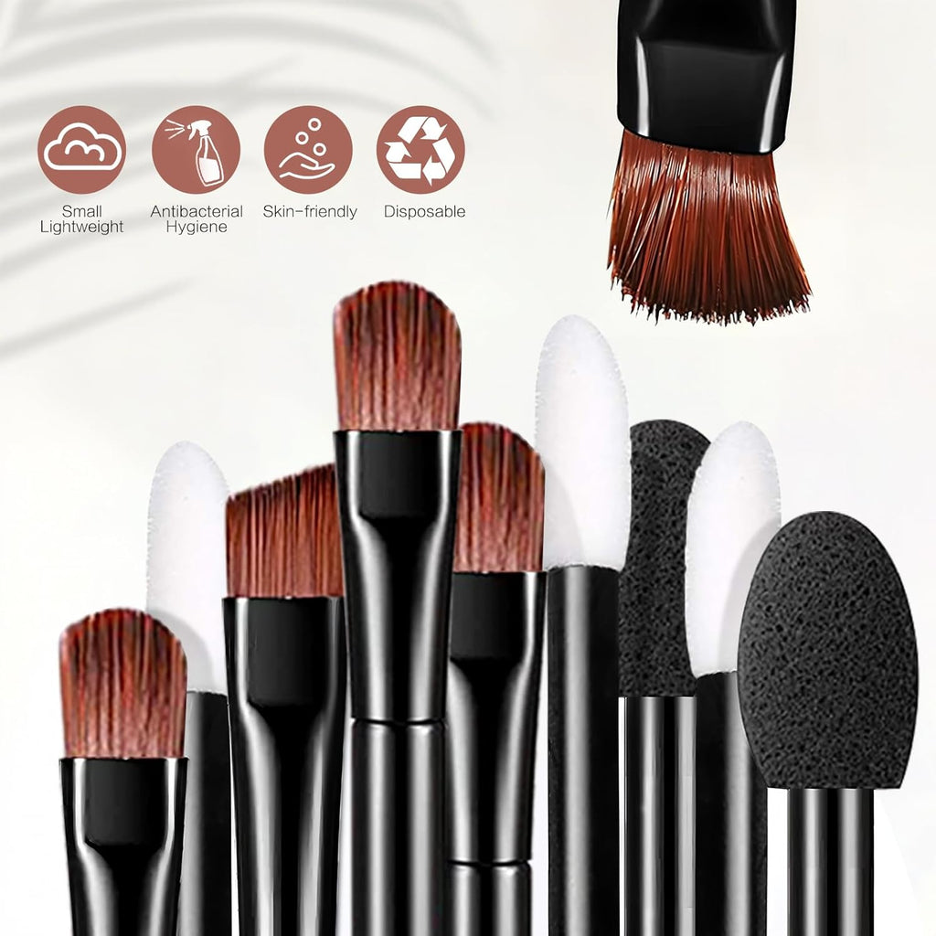 AUHOKY 250Pcs Disposable Eyebrow Brush Set,100 Angled/Round Eyebrow Brushes, 100 Lip Brushes, 50 Double-end Eyeshadow Brushes, Makeup Applicators Accessories Kit for Women Girl Face Beauty Cosmetic
