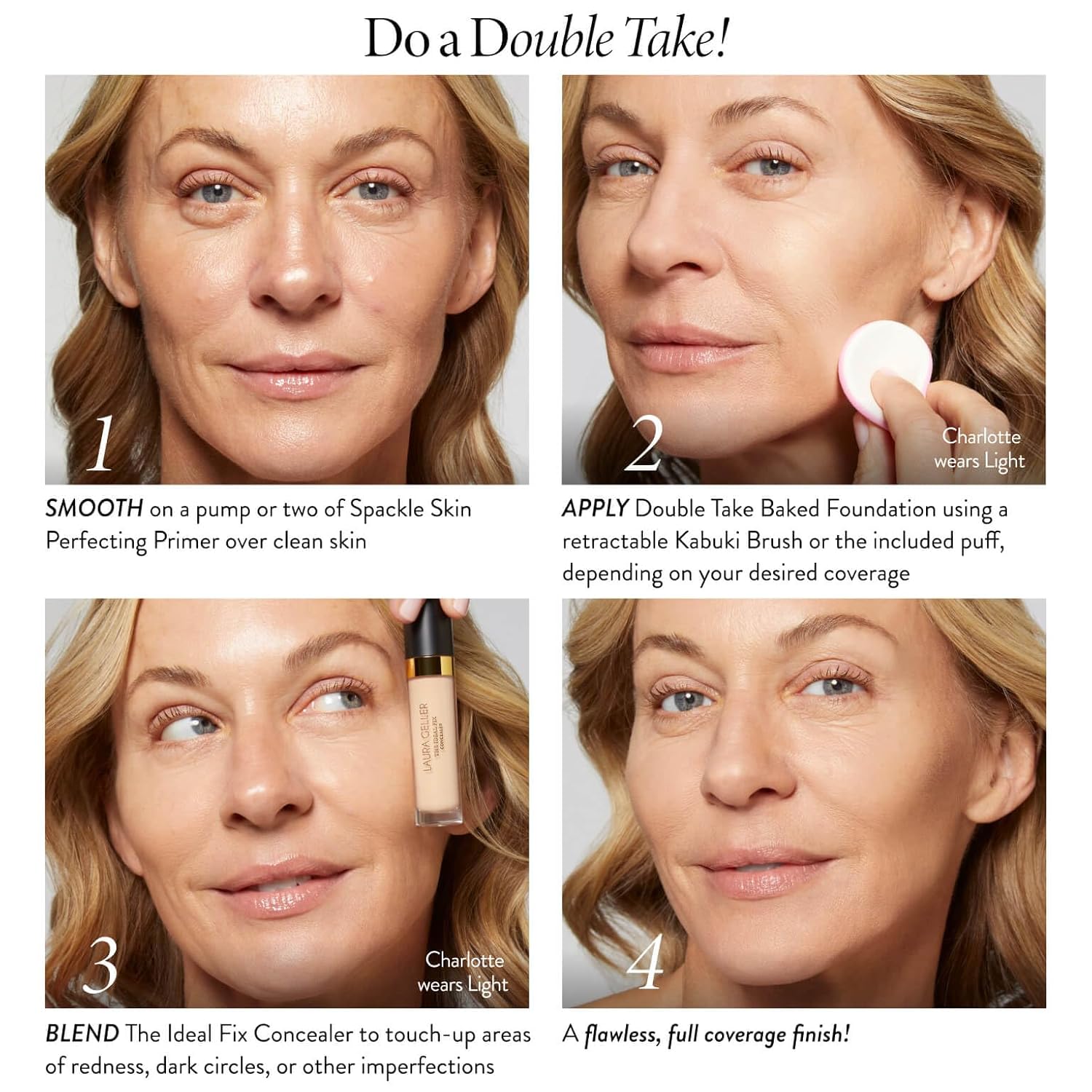 LAURA GELLER NEW YORK Baked Double Take Powder Foundation - Medium - Buildable Medium to Full Coverage - Matte Finish