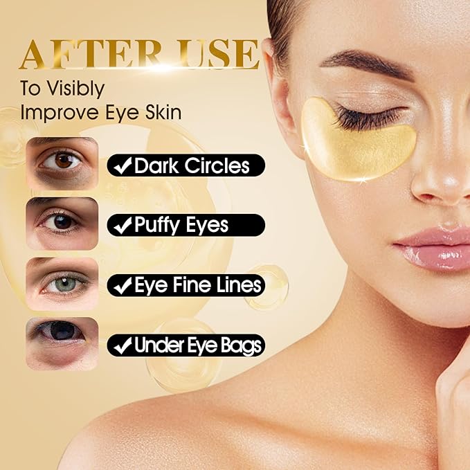 VESPRO 120 PCS 24K Gold Under Eye Patches for Dark Circles and Puffy Eyes, Eye Mask With Collagen and Hyaluronic Acid for Dark Circles, Puffiness and Wrinkles, Eye Skin Care for Women