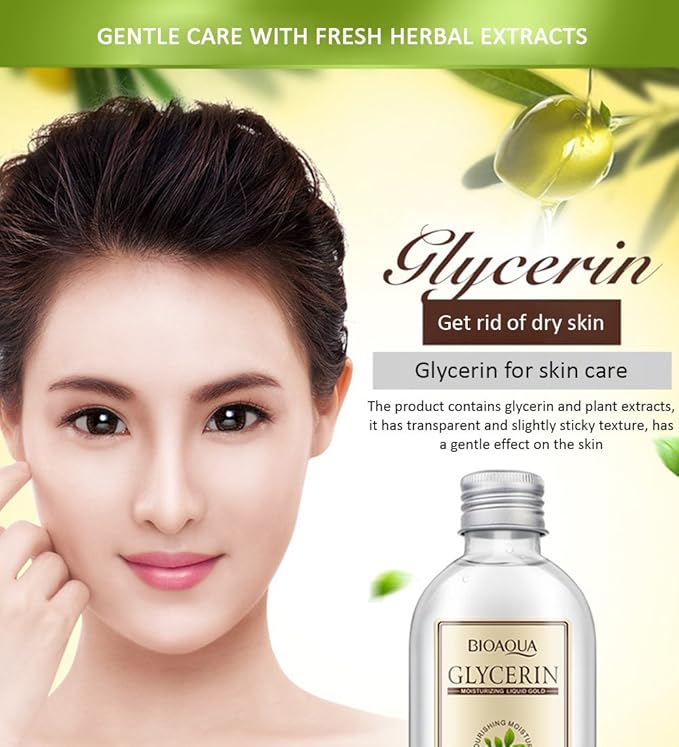 BIOAQUA Glycerin Natural Plant Fresh Extracts Herbal Nourishing Moisturizing Soft Skin Care Beautiful Healthy Glow 140 ml