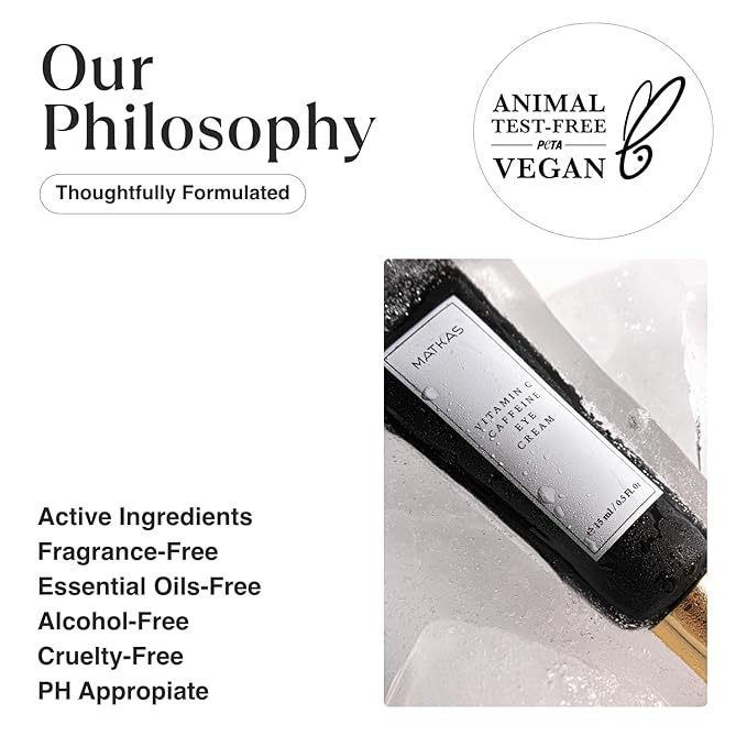 MATKAS Korean Vitamin C & Caffeine Eye Cream for Dark Circles and Puffiness 0.5 Fl Oz - Dark Circles Under Eye Treatment, Under Eyes Cream Anti Aging with Shea Butter Vitamin E for Puffy Eyes Wrinkles