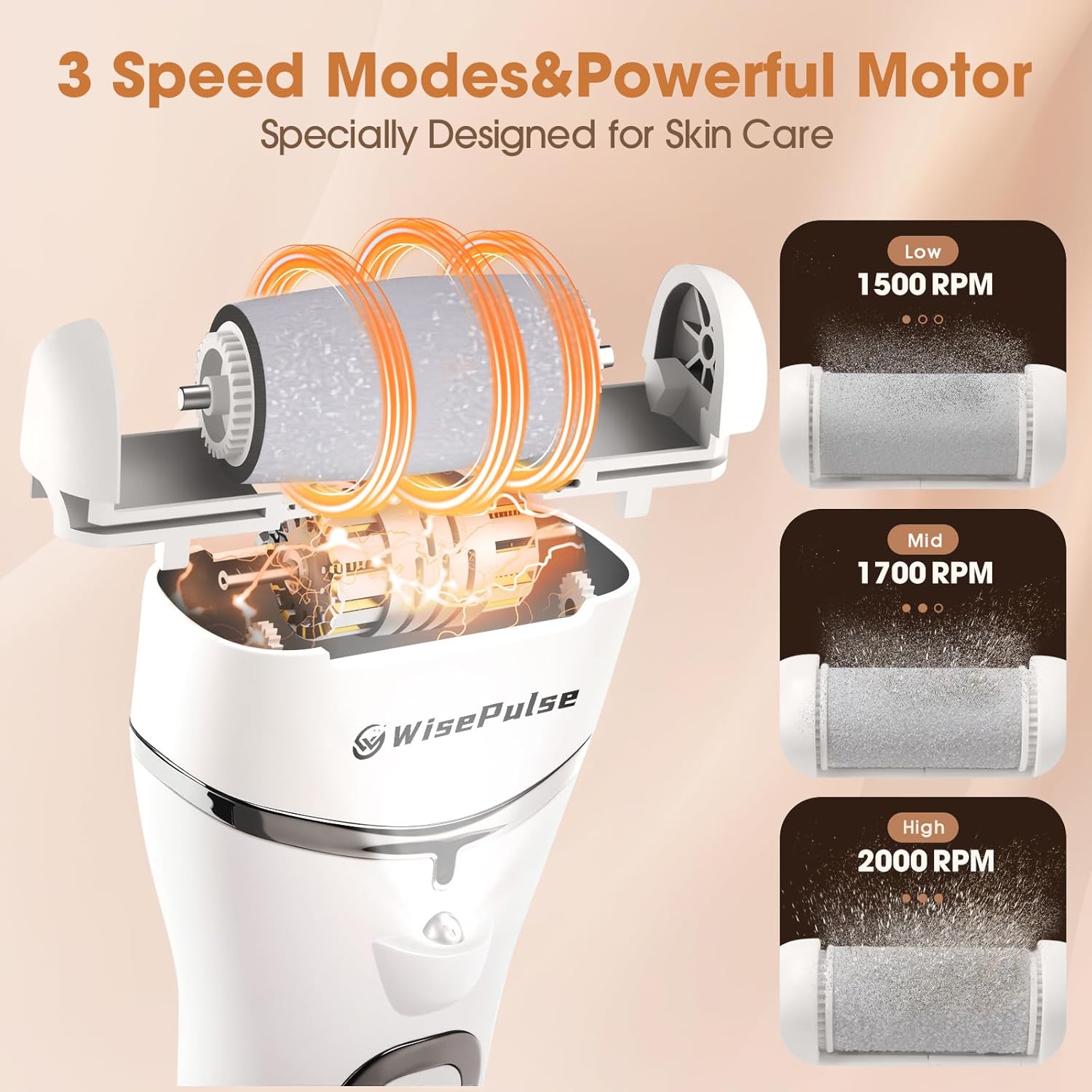 Electric Feet Callus Remover, Rechargeable Electronic Foot File Pedicure Tools, IPX6 Waterproof Electric Callus Remover for Feet with 3 Rollers, Professional Foot File for Dead, Hard, Cracked Skin