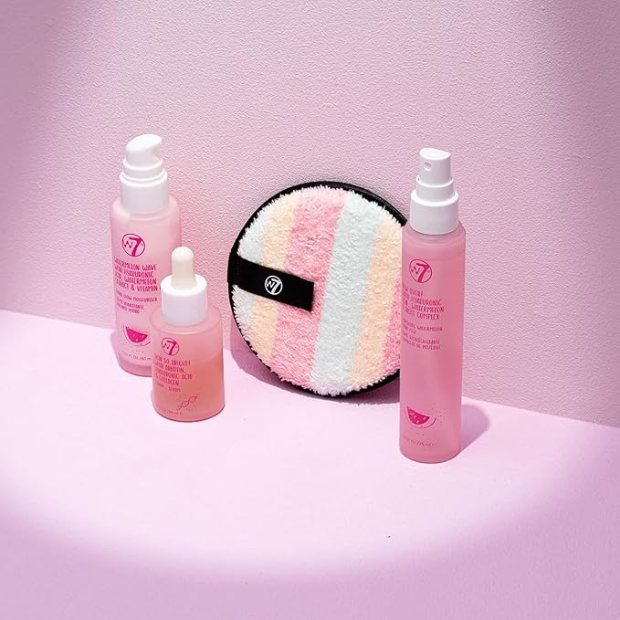 W7 - Brighten Up Essential Gift Set - Moisturizer, Reusable Cleansing Cookie, Toner and Face Mist - Soothing Skin Care Kit for Beautiful Skin