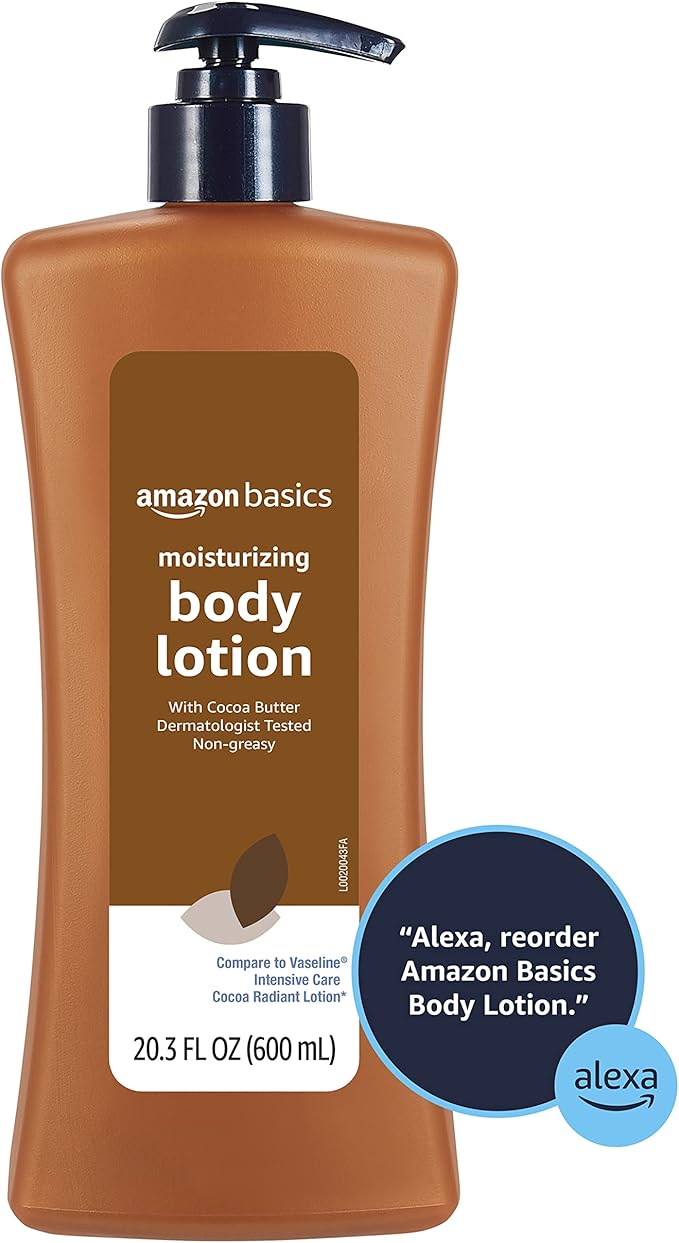 Amazon Basics Cocoa Butter Body Lotion, Lightly Scented, 20.3 Fl Oz, Pack of 1