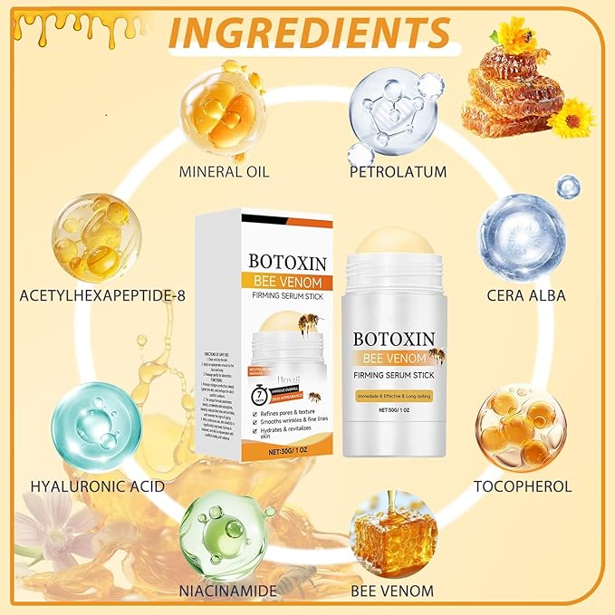 Bee Venom Firming Serum Stick, Advanced Firming & Wrinkle-Reducing Cream, Retinol Firming Serum Stick, Plumps and Firms Skin, for Women & Men (2Pcs)