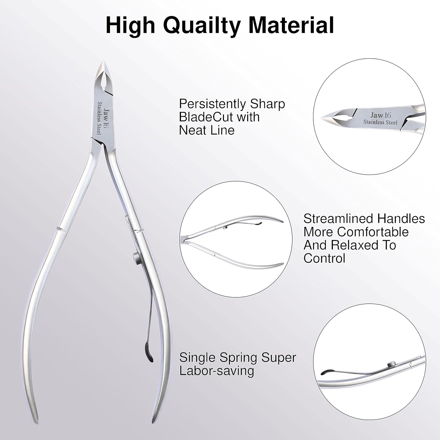 UM Supplies Cuticle Trimmer | Hangnail Remover | Extremely Sharp | Professional Cuticle Nippers | Stainless Steel | Cuticle clippers | Pedicure Manicure Tool I Jaw 16 (6mm)