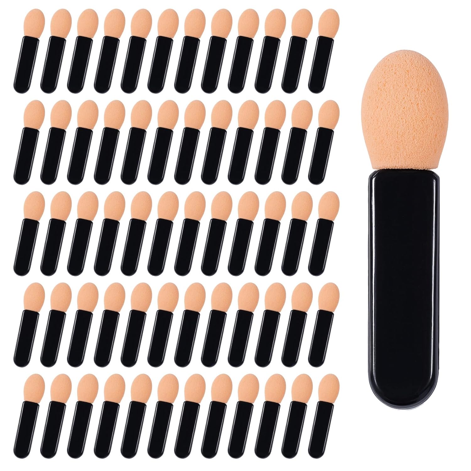 150pcs Eyeshadow Applicators Sponge Tip Small Disposable Eye Shadow Applicators Sticks Double Sided Tipped Oval Makeup Tool Eyeshadow Brush Comestic Portable Travel Mini Short Brushs for Makeup