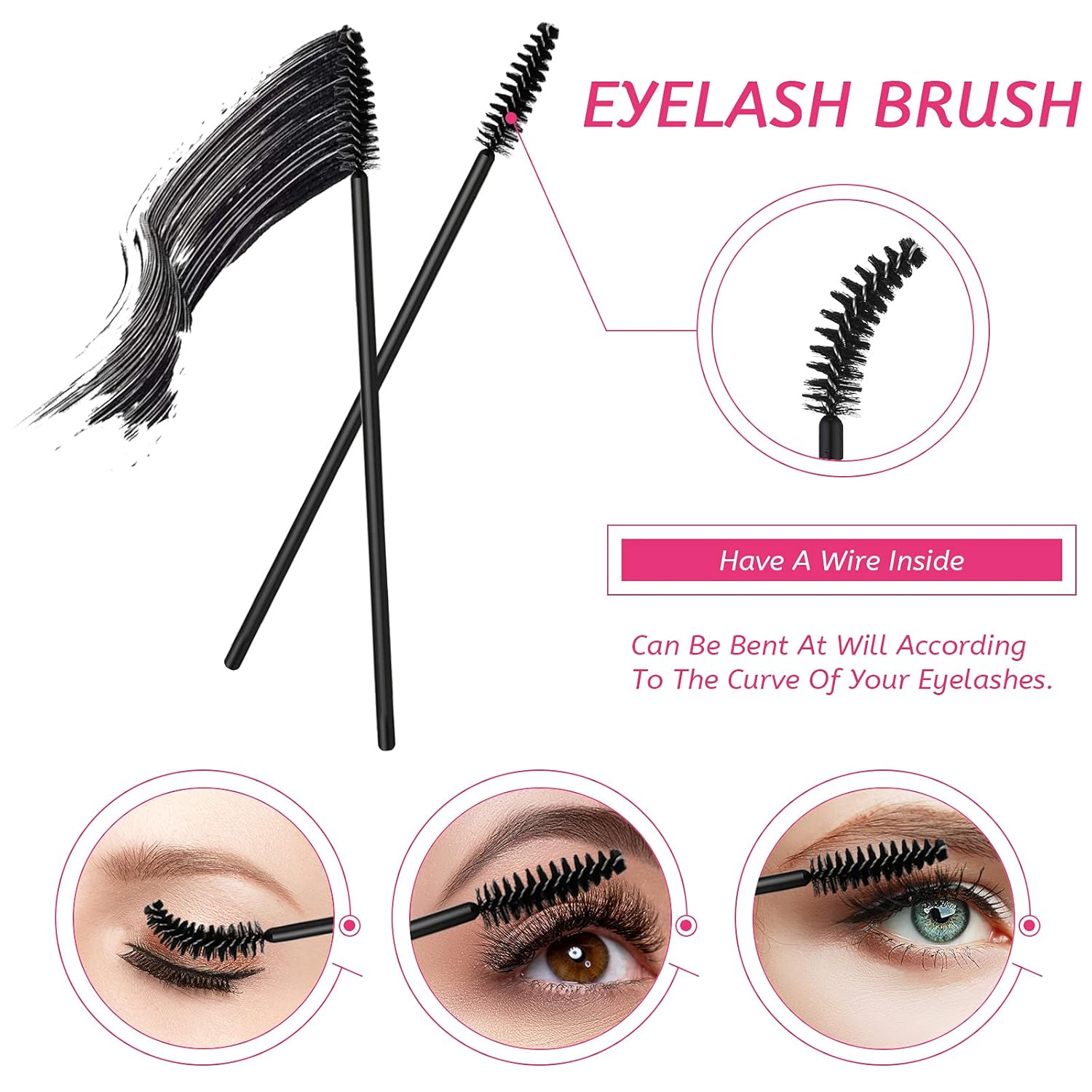 Maitys 260 Pieces Disposable Makeup Tools Kit, Eyeliner Brushes Mascara Wands Lipstick Applicators Plastic Organizer Box Short Waterproof Cape Stainless Steel Makeup Palette, Spatula(Black)