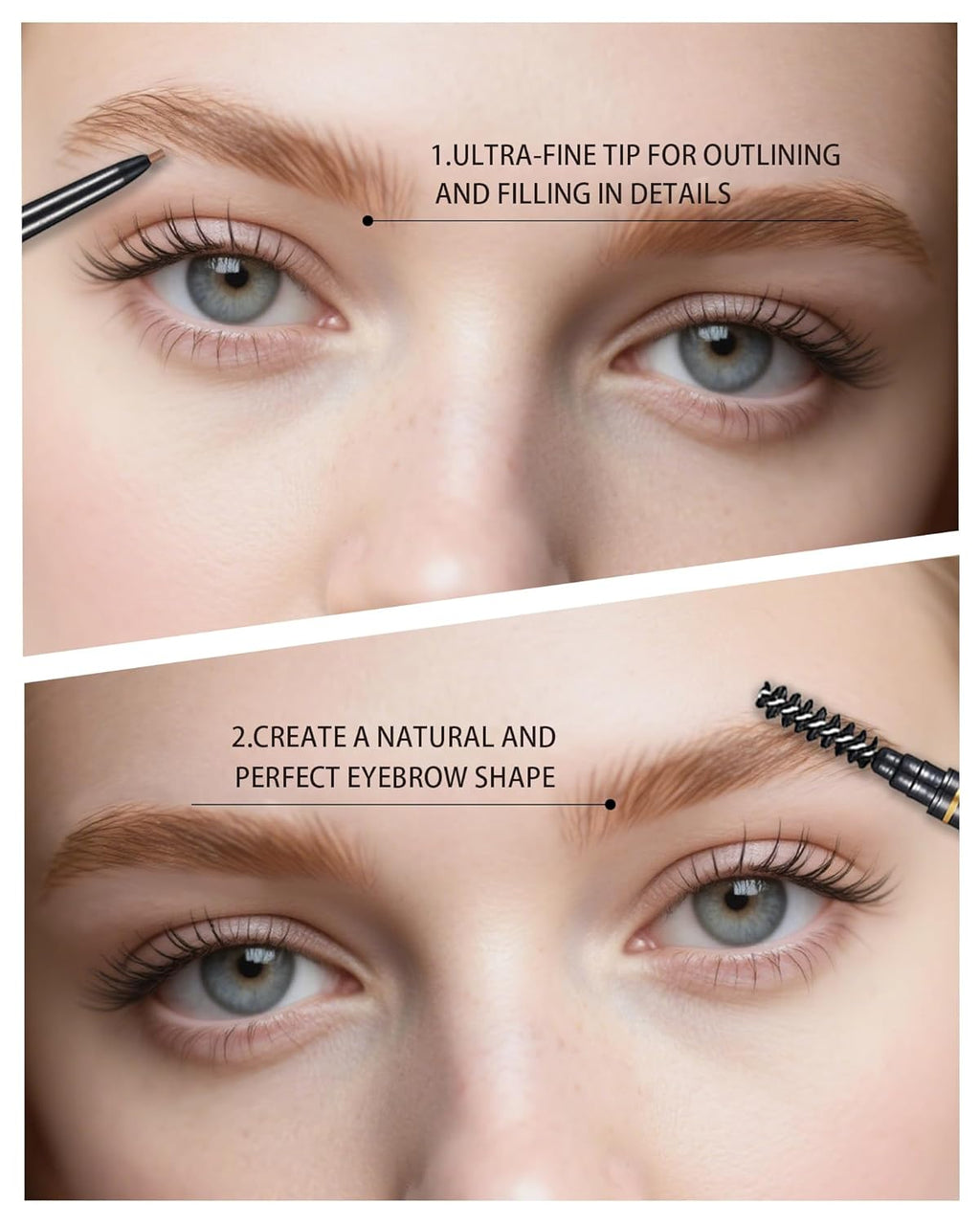 Light Brown Eye Brow Pencils for Women, 6Pcs Waterproof Eyebrow Pencil, 1.5mm Micro-Fine Tip & Spiral Brush with Brow Razors Perfect for Creating a Natural and Delicate Eyebrow Look Makeup