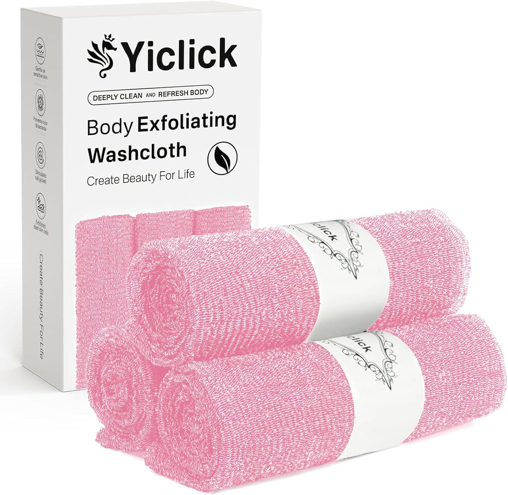 Yiclick Exfoliating Washcloth Towel【3 Pack】- Exfoliating Body Scrubber Exfoliator, Back Scrubber for Shower Bath, Exfoliate Rags Wash Cloths, Loofah Lufa Sponge, Body Scrub & Exfoliation Women Men