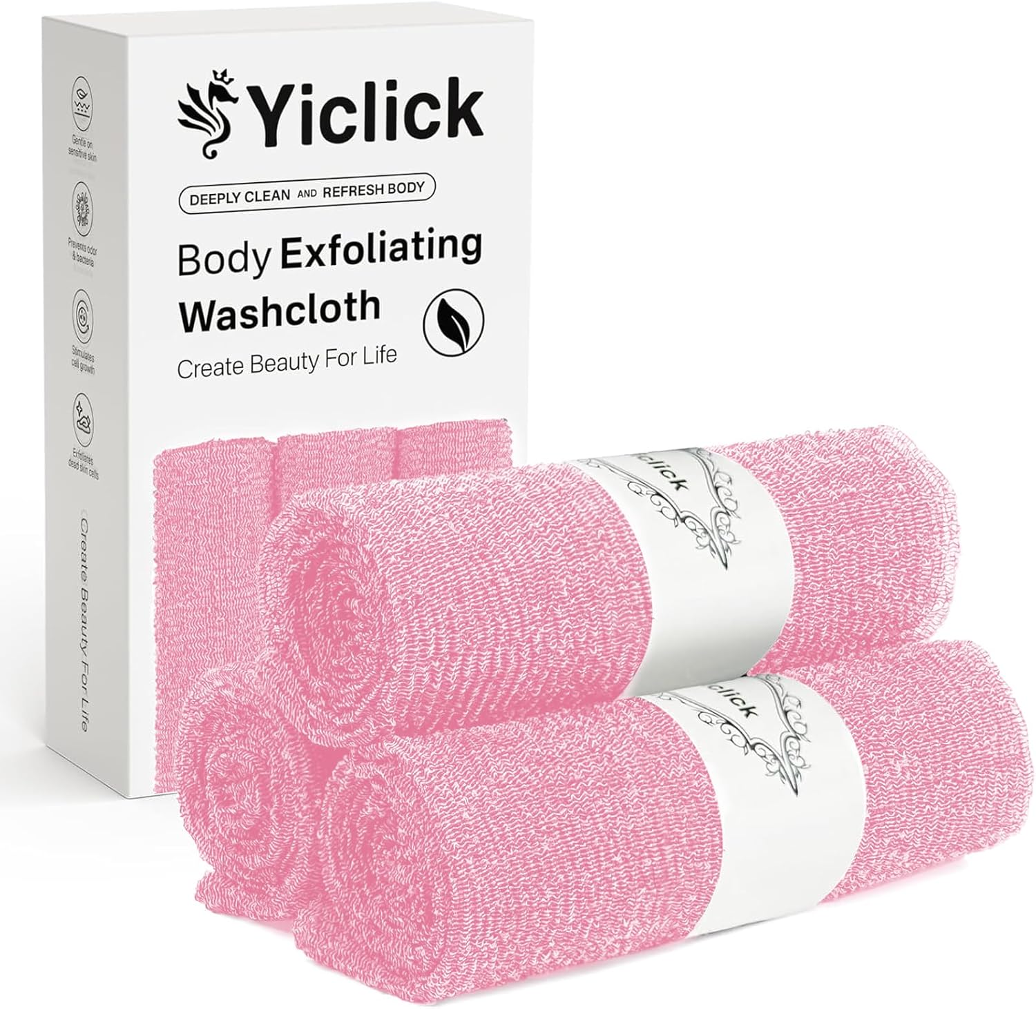 Yiclick Exfoliating Washcloth Towel【3 Pack】- Exfoliating Body Scrubber Exfoliator, Back Scrubber for Shower Bath, Exfoliate Rags Wash Cloths, Loofah Lufa Sponge, Body Scrub & Exfoliation Women Men