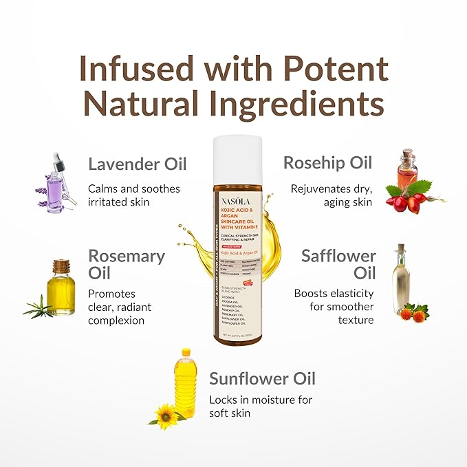 Kojic Acid Argan Skincare Bio Pure Oil with Vitamin E Face & Body Moisturizer Serum for Scars & Stretch Marks