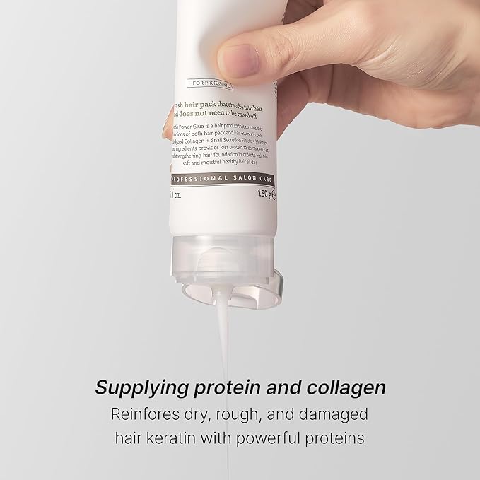 LA'DOR Keratin Power Glue Leave-In Conditioner Protein Hair Treatment Mask Heat Protectant Gloss Shine Snail Mucin Detangler Serum for Dry Damaged Curly Color Treated Bleached Hair 5.3 Oz LADOR Korean