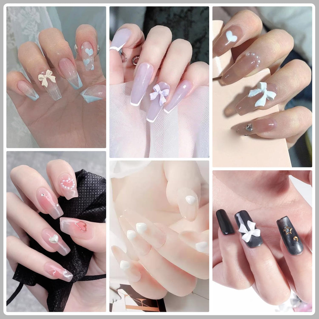 Artdone Nail Art Studs Kit, 12 grids 8 Colors 3D Charms and Pink Mix White Star Heart Moon Cute Nail Jewels for DIY Decoration