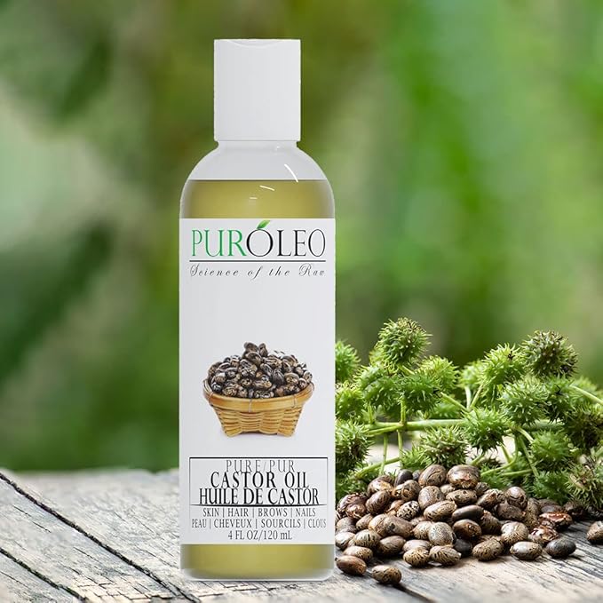 PURÓLEO 100% Natural and Pure Castor Oil 4 Fl Oz / 120 ML (MADE IN CANADA) | Moisturizer & Carrier Oil | Hair Skin Body, Aromatherapy, Massage, Makeup Remover