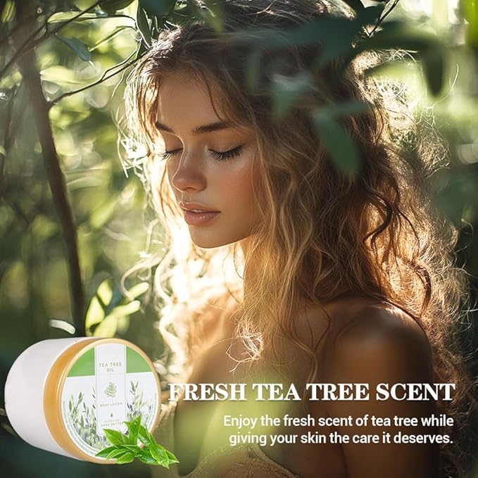 Princess Belle Tea Tree Oil Lotion, Shea Butter Body Lotion for Women and Men Dry Skin, Deep Moisturizing, Hydrating and Softening, Smell Good, 200ml(6.8floz)