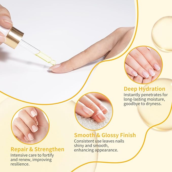 EJW Cuticle Oil for Nails, 1 Week Multi-Functional Care for Hands and Feet, Moisturizes & Strengthens Nails, Improves Hangnails & Dry Skin, Contains Jojoba Oil, Natural Ingredients, Milk and Honey