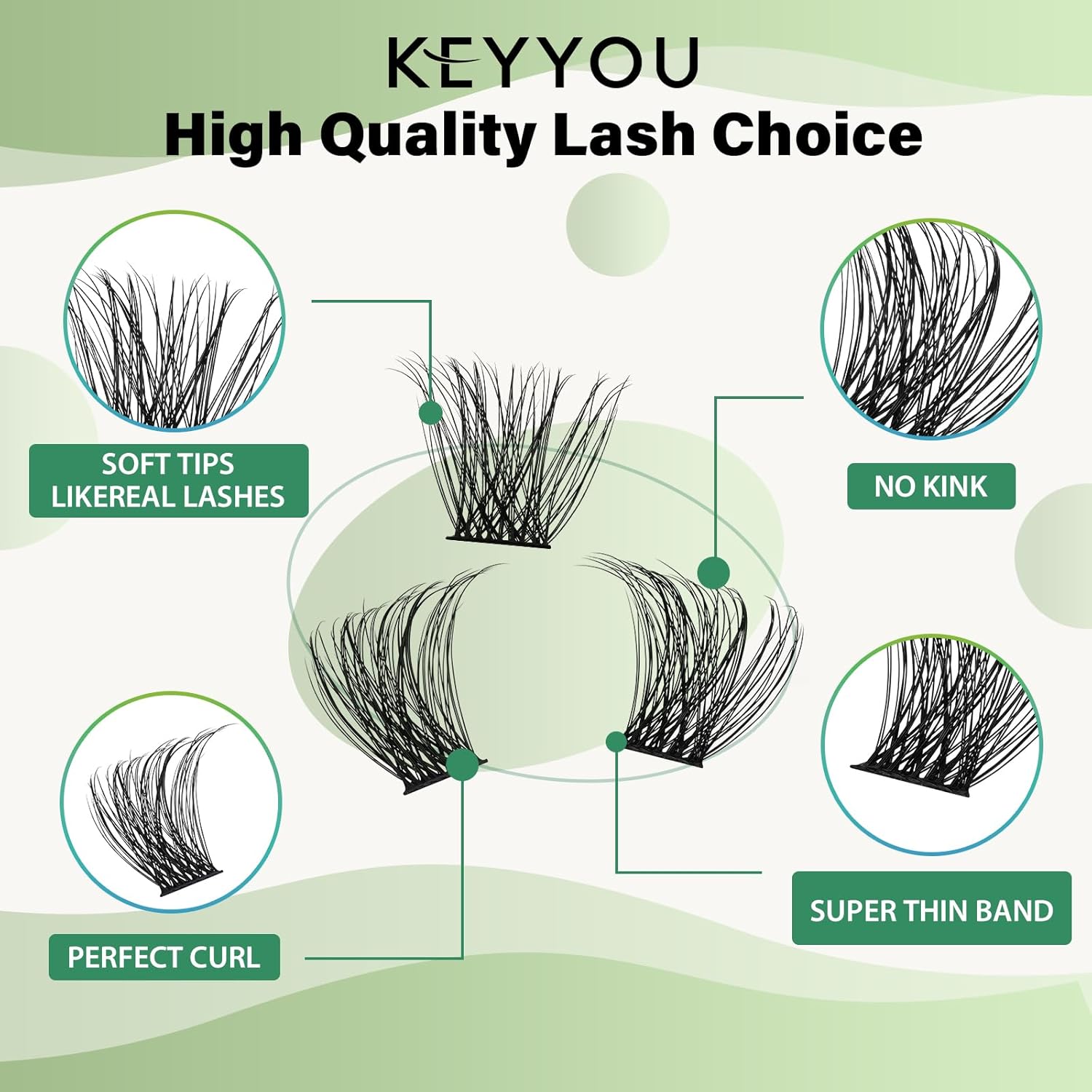 Lash Clusters 96pcs Individual Lashes D Curl 18mm Eyelash Clusters KEYYOU Volume Wispy Lash Extension Soft&Comfortable Easy DIY at Home(Y23,D-18mm)