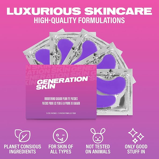 Eye Patches for Dark Circles and Puffiness, Under Eye Mask with Hyaluronic Acid and Kakadu Plum, Vegan and Cruelty-Free Under Eye Patches, Kakadu Plum Eye Masks, 5-Pack