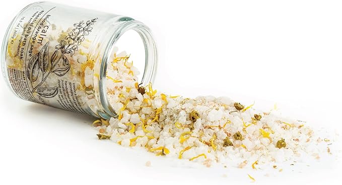Hemlock Park Calm Essential Oil Bath Soak | Naturally Soothing Mineral Sea Salt and Botanicals | 10.5 oz Jar | Blood Orange Sage