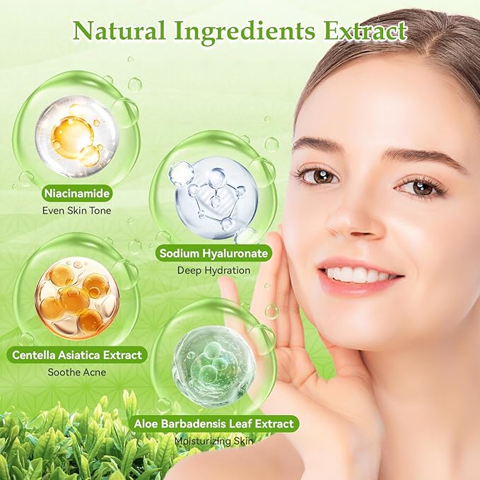 Skin Care Set, Green Tea Skin Care Sets & Kits, Skin Care for Teenage Girls Gift Set with Cleanser, Toner, Serum, Eye Cream, Facial Cream, Facial Skin Care Sets & Kits for Teenage Girls Women