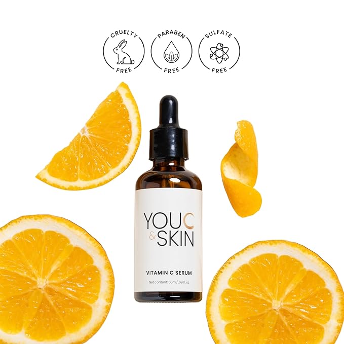 You C & Skin Vitamin C Serum for Face & Neck for Men & Women - Anti-Oxidant Rich, Collagen Boosting, Repairs & Protects against Sun Damage