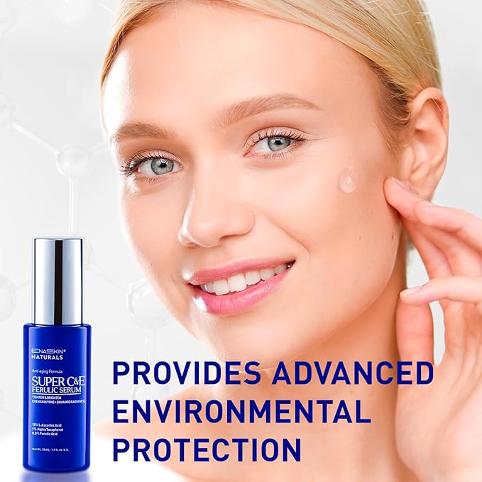 Vitamin C Face Serum for Anti Aging: Enaskin Naturals Super C Serum with Ferulic Acid for Women Mature Skin, Premium Formula Vit C Facial Serum for Brightening Dark Spots and Glowing up Skin - 1.7 Oz