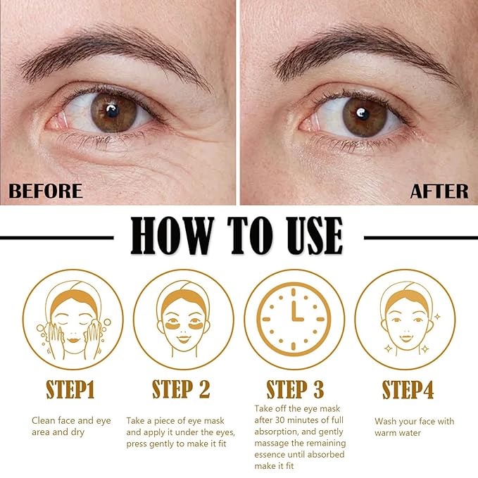 30 Pairs Lip Masks & Eye Mask for Mothers Day Gifts, 24K Gold Gel Under Eye Patches for Puffy Eyes, Crystal Collagen Moisturizing Lip Masks, Nourishes Lip&Eye Skin for Reducing Fine Lines Dark Circle