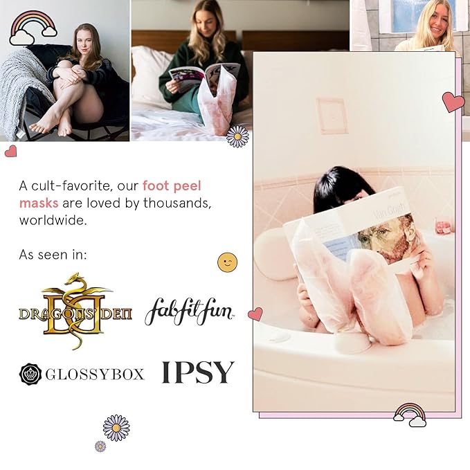 grace & stella Award-Winning Foot Peel Mask - Foot Peeling Mask with Aloe Vera - Moisturizing Foot Mask for Dry Cracked Feet - Foot Exfoliator for Baby Soft Feet (4 Pairs, Lavender)