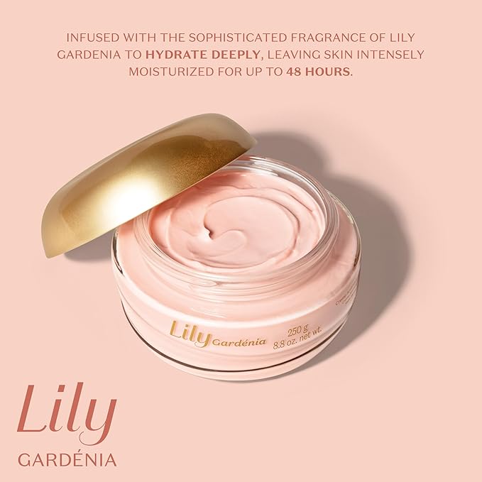O Boticário Lily Gardenia Satin Body Cream, Intense Hydration and Sophisticated Perfume, 8.8 Ounce (250g)
